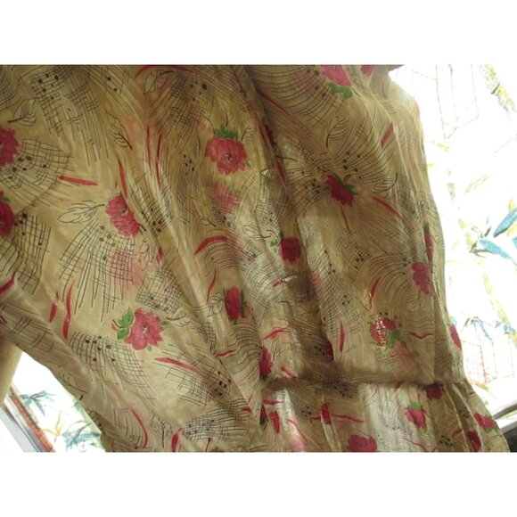 1OF1 10/12 Handmade Granny Vintage Women's Dress 1950's Atomic Tulip Print USA M - Picture 13 of 14